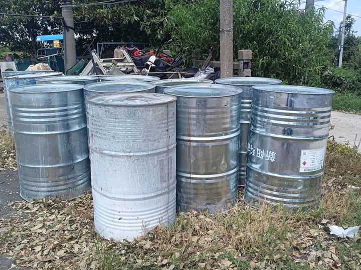 Galvanised steel chemical drums