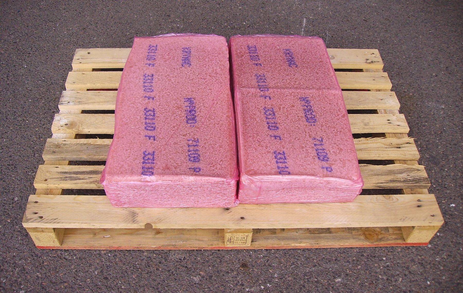 Nitrile rubber (NBR) bales on a pallet